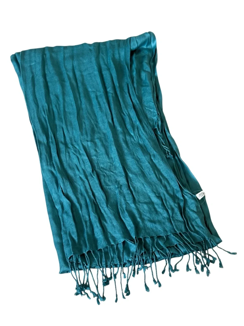 Solid Blue Fringe Classic Wrap Shawl Scarf Pashmina